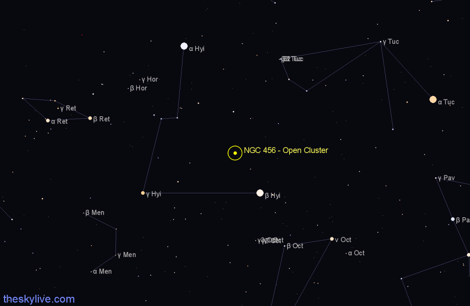 Finder chart NGC 456 - Open Cluster in Tucana star