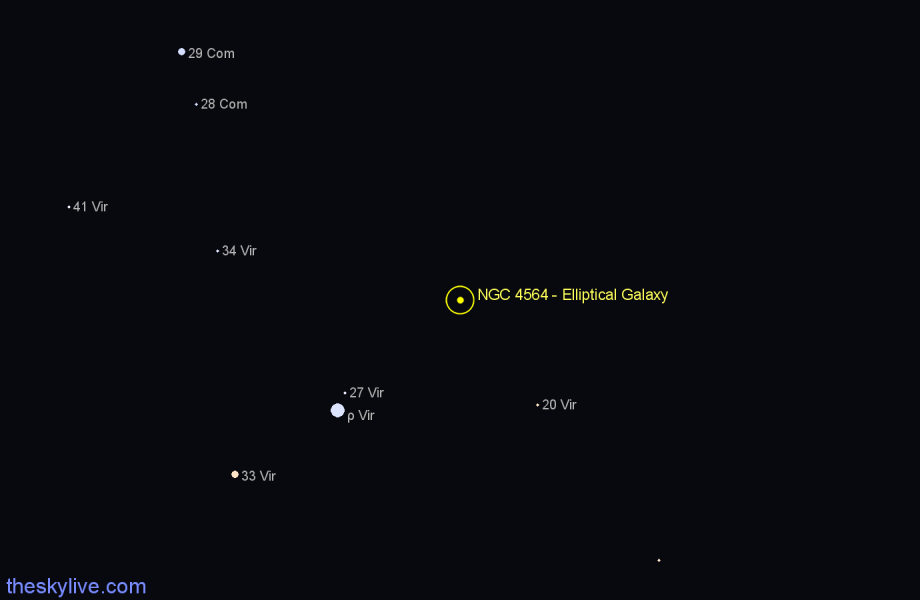 Finder chart NGC 4564 - Elliptical Galaxy in Virgo star