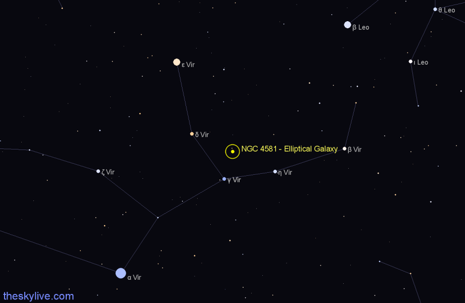 Finder chart NGC 4581 - Elliptical Galaxy in Virgo star