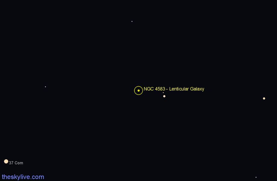 Finder chart NGC 4583 - Lenticular Galaxy in Canes Venatici star