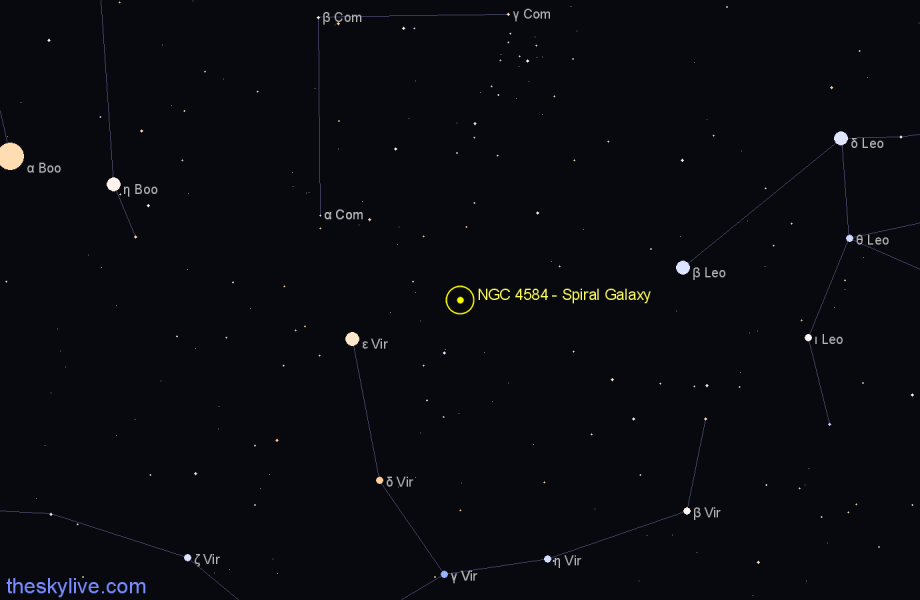 Finder chart NGC 4584 - Spiral Galaxy in Virgo star