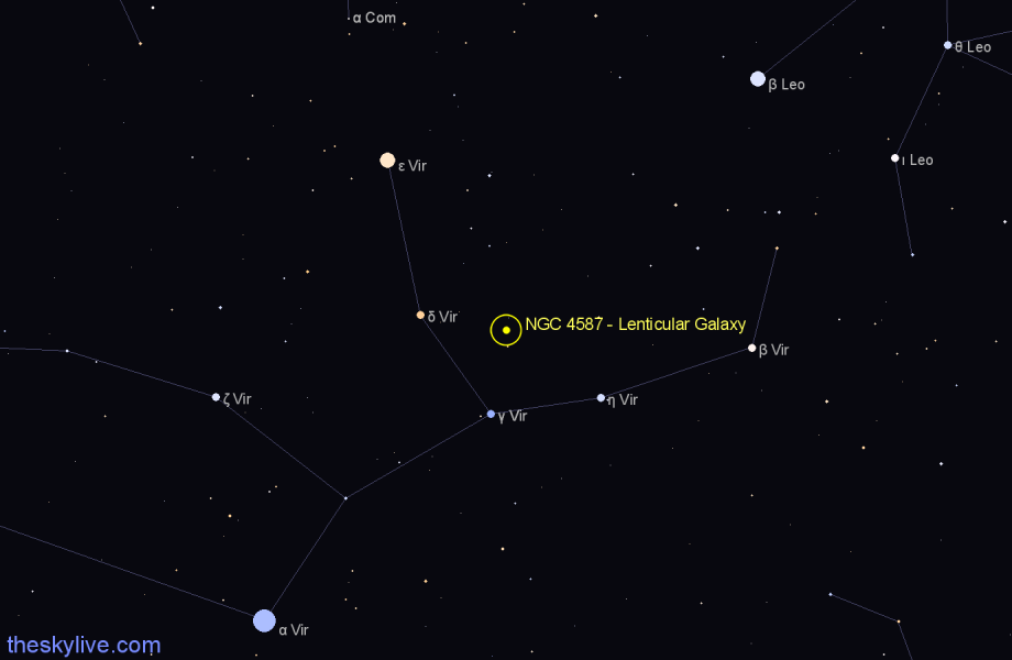 Finder chart NGC 4587 - Lenticular Galaxy in Virgo star