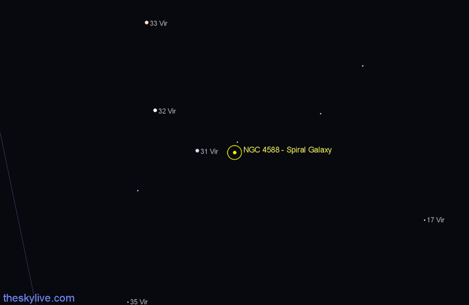 Finder chart NGC 4588 - Spiral Galaxy in Virgo star