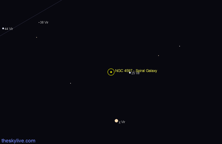 Finder chart NGC 4597 - Spiral Galaxy in Virgo star