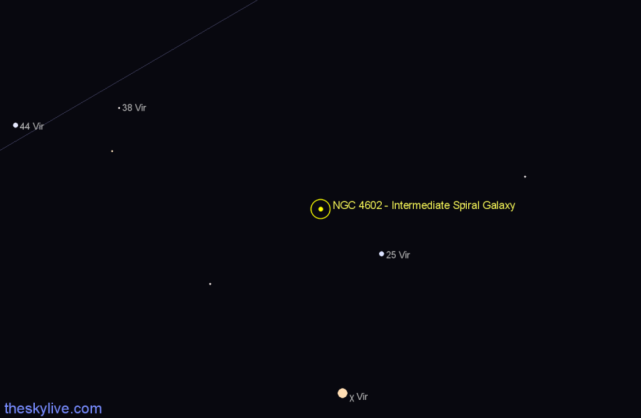 Finder chart NGC 4602 - Intermediate Spiral Galaxy in Virgo star