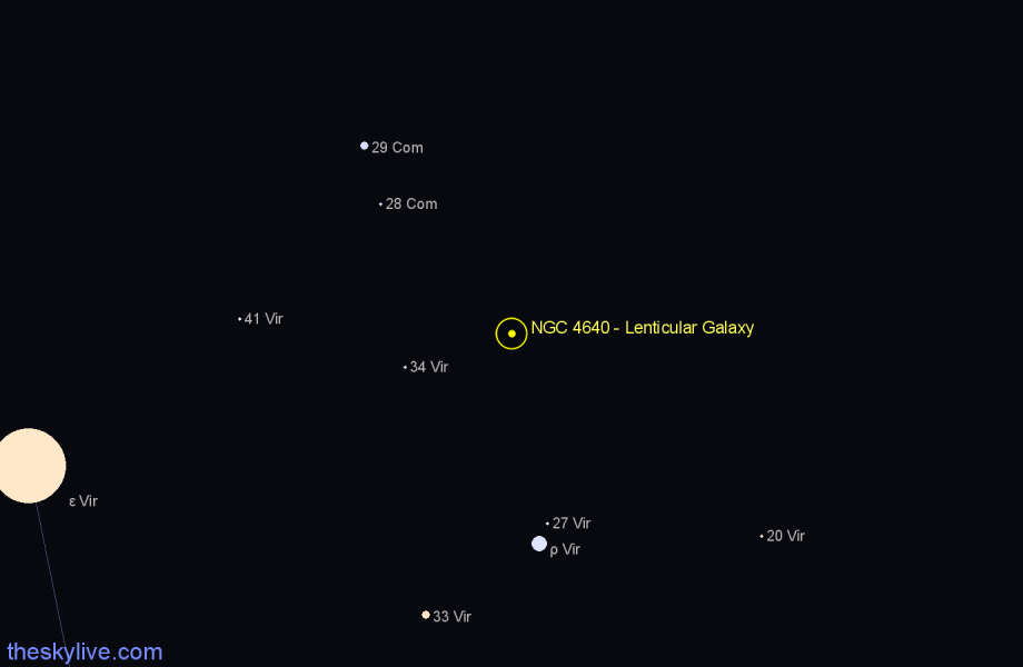 Finder chart NGC 4640 - Lenticular Galaxy in Virgo star