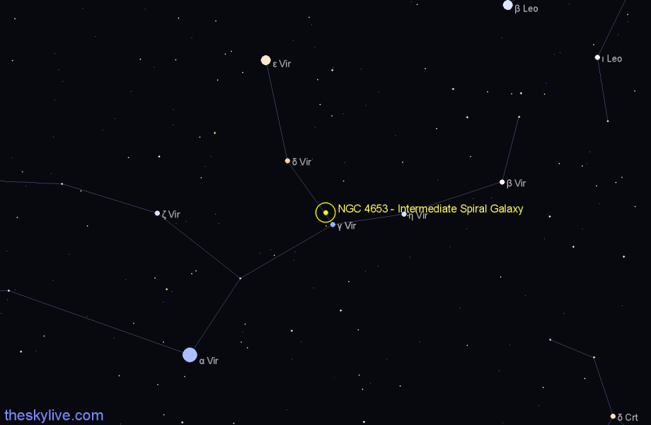 Finder chart NGC 4653 - Intermediate Spiral Galaxy in Virgo star