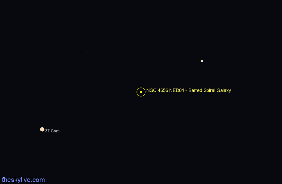 Finder chart NGC 4656 NED01 - Barred Spiral Galaxy in Canes Venatici star