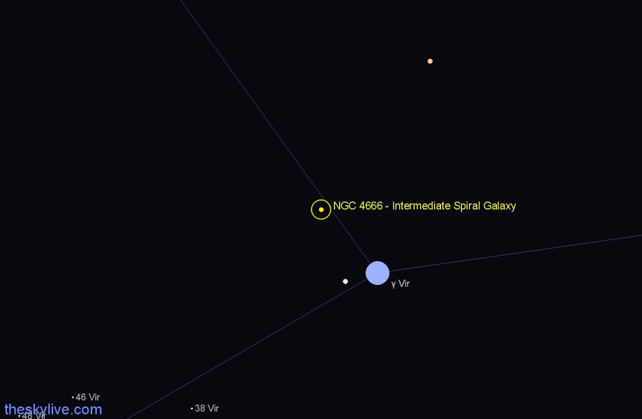 Finder chart NGC 4666 - Intermediate Spiral Galaxy in Virgo star
