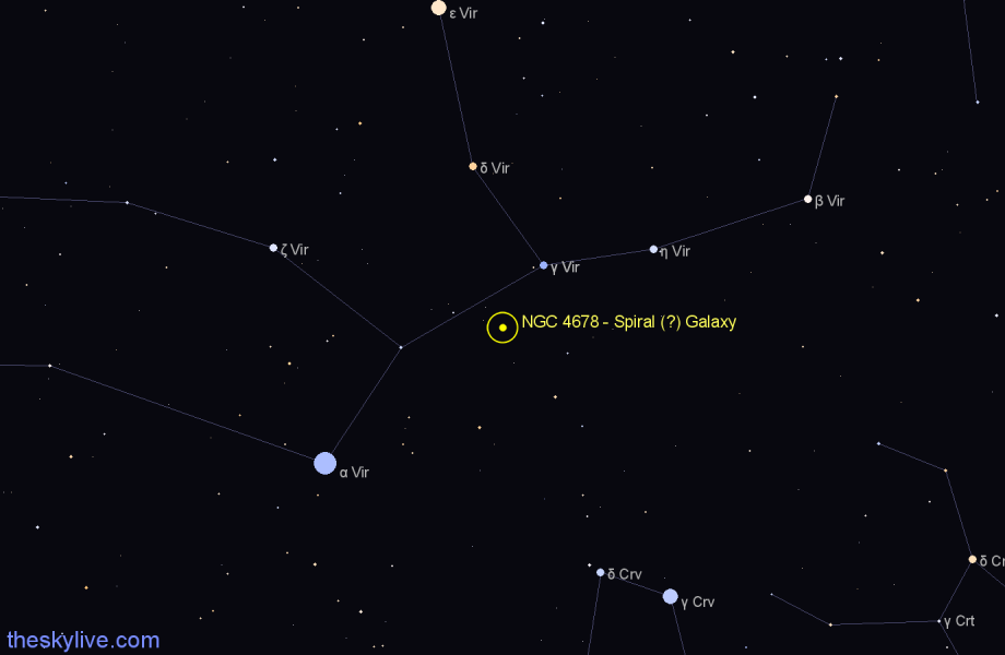Finder chart NGC 4678 - Spiral (?) Galaxy in Virgo star