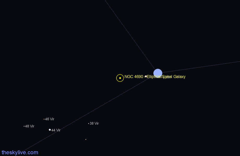 Finder chart NGC 4690 - Elliptical/Spiral Galaxy in Virgo star