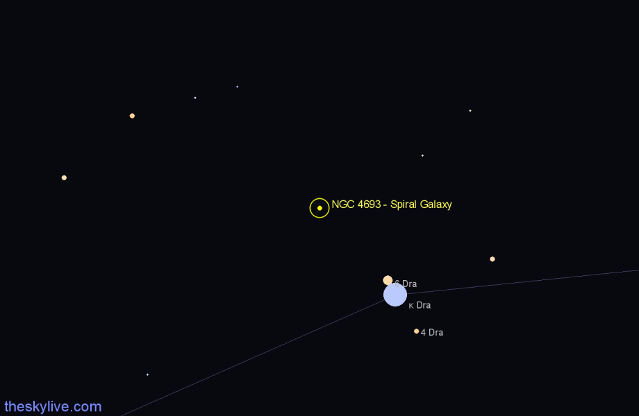Finder chart NGC 4693 - Spiral Galaxy in Draco star