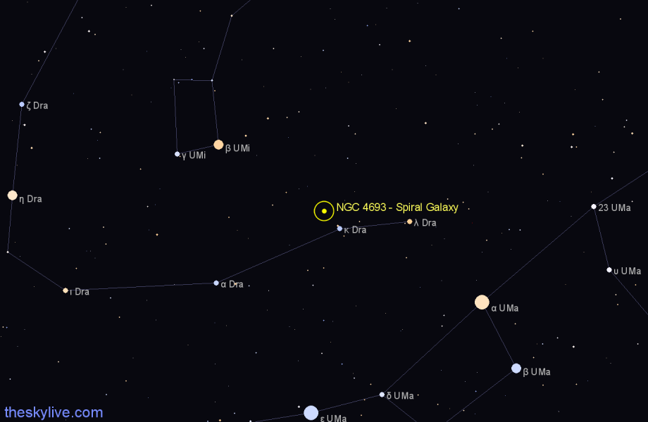 Finder chart NGC 4693 - Spiral Galaxy in Draco star