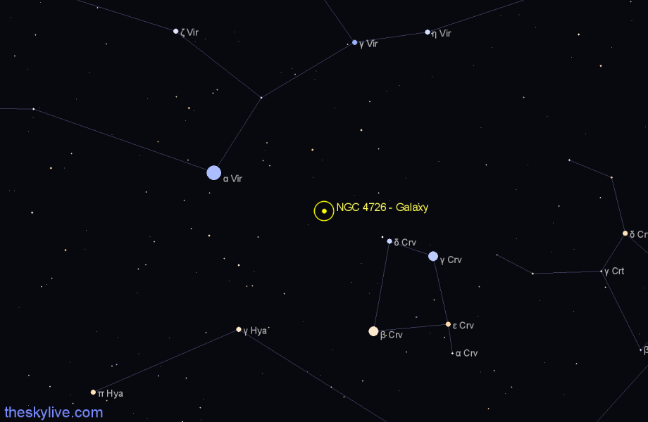 Finder chart NGC 4726 - Galaxy in Corvus star