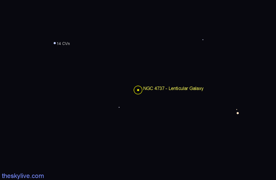 Finder chart NGC 4737 - Lenticular Galaxy in Canes Venatici star