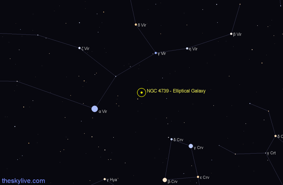 Finder chart NGC 4739 - Elliptical Galaxy in Virgo star