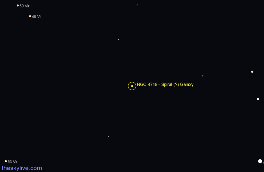 Finder chart NGC 4748 - Spiral (?) Galaxy in Corvus star