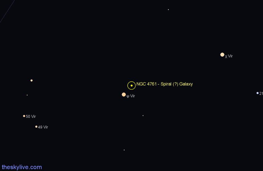 Finder chart NGC 4761 - Spiral (?) Galaxy in Virgo star