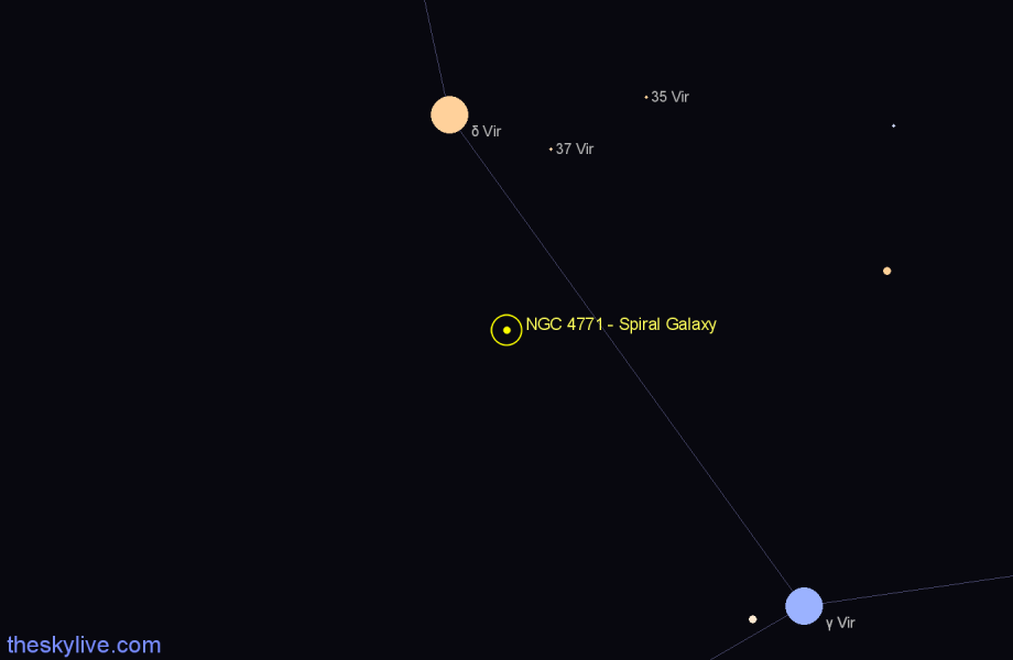 Finder chart NGC 4771 - Spiral Galaxy in Virgo star
