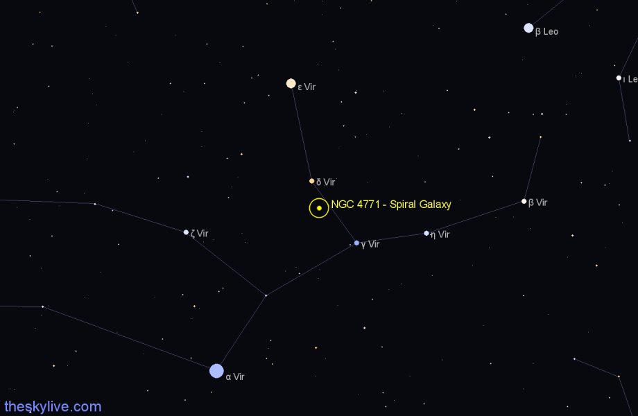 Finder chart NGC 4771 - Spiral Galaxy in Virgo star