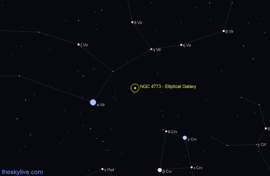 Finder chart NGC 4773 - Elliptical Galaxy in Virgo star