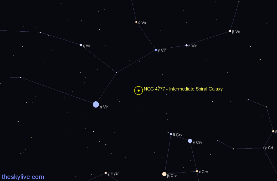 Finder chart NGC 4777 - Intermediate Spiral Galaxy in Virgo star