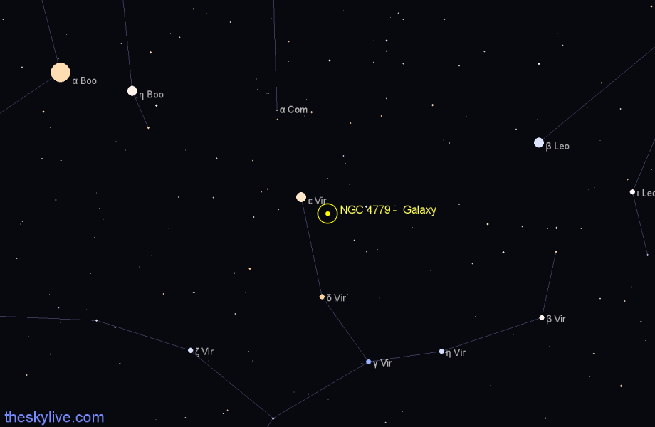 Finder chart NGC 4779 -  Galaxy in Virgo star