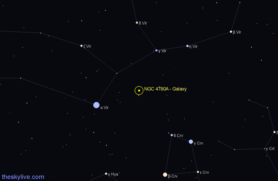 Finder chart NGC 4780A - Galaxy in Virgo star