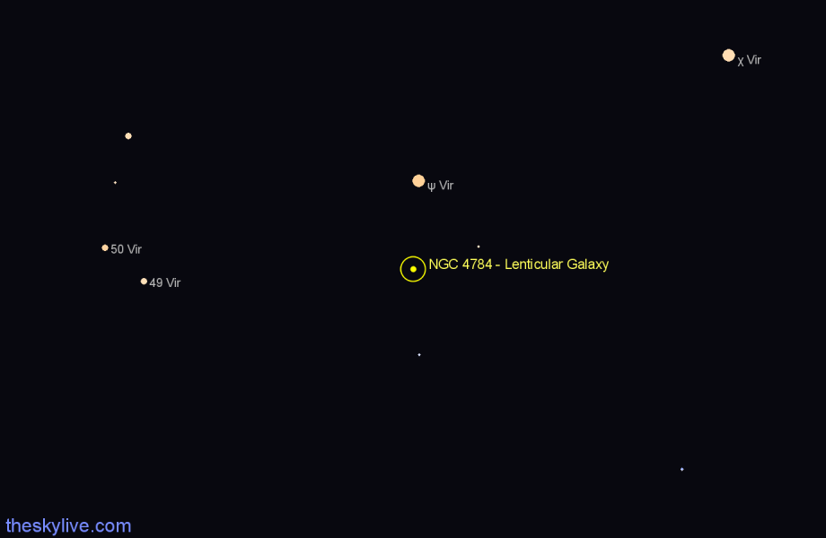 Finder chart NGC 4784 - Lenticular Galaxy in Virgo star