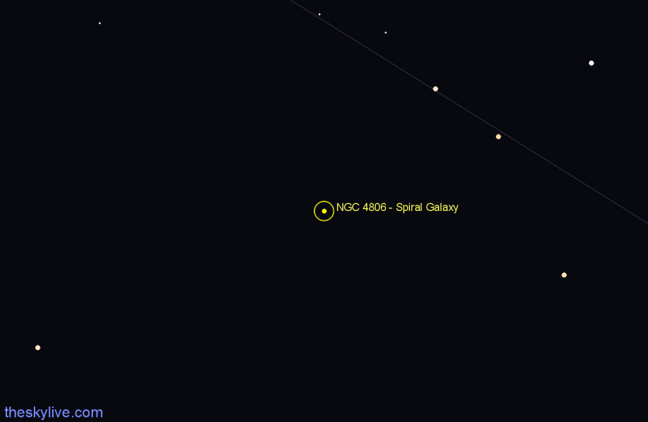 Finder chart NGC 4806 - Spiral Galaxy in Hydra star