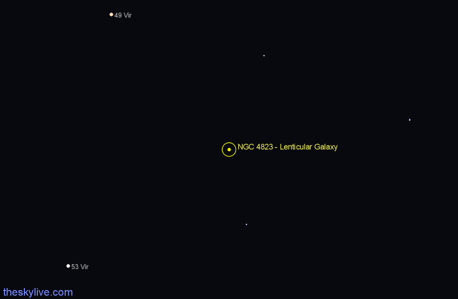 Finder chart NGC 4823 - Lenticular Galaxy in Virgo star