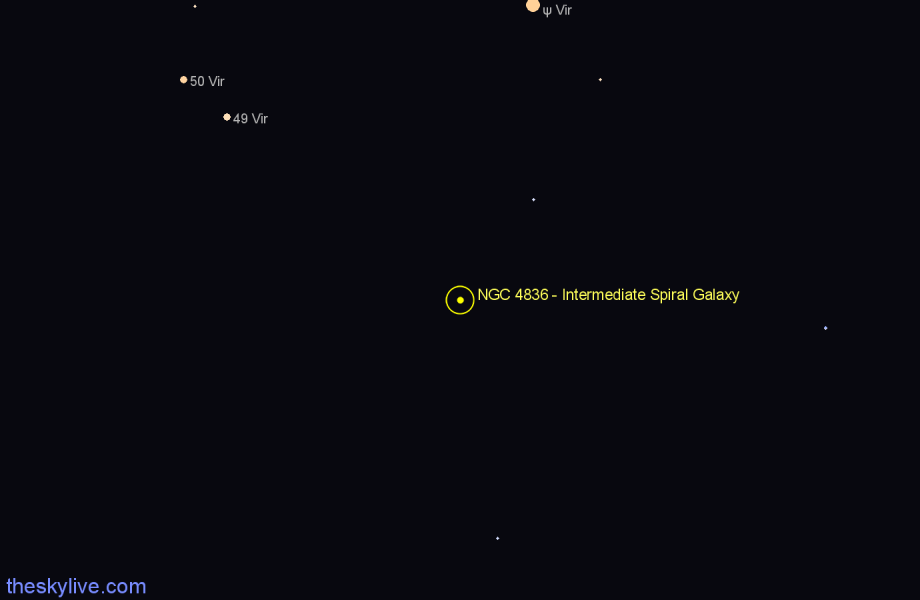 Finder chart NGC 4836 - Intermediate Spiral Galaxy in Virgo star