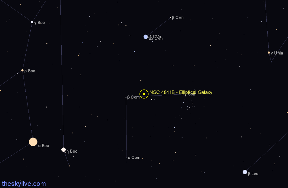Finder chart NGC 4841B - Elliptical Galaxy in Coma Berenices star