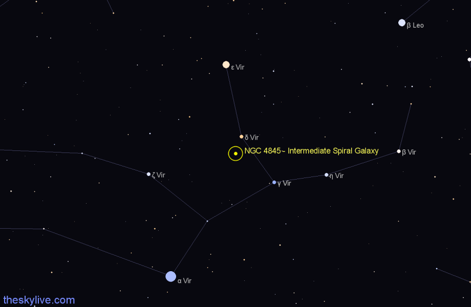 Finder chart NGC 4845 - Intermediate Spiral Galaxy in Virgo star