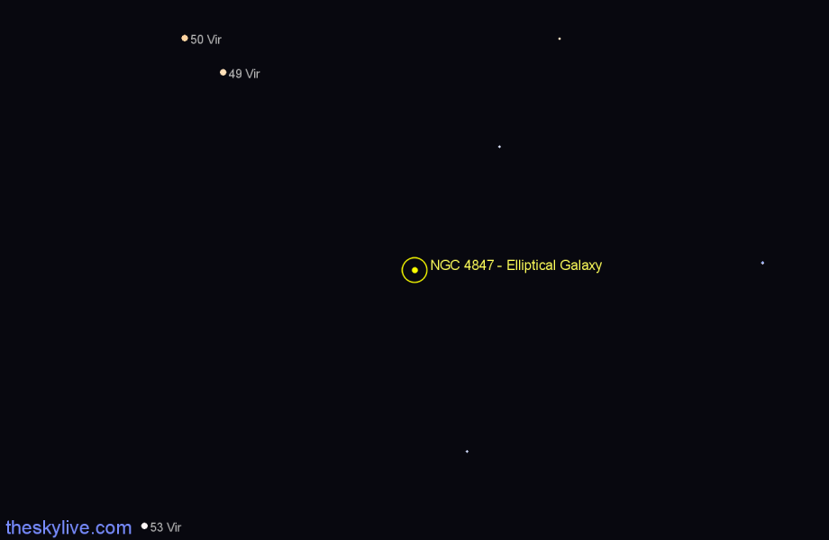 Finder chart NGC 4847 - Elliptical Galaxy in Virgo star