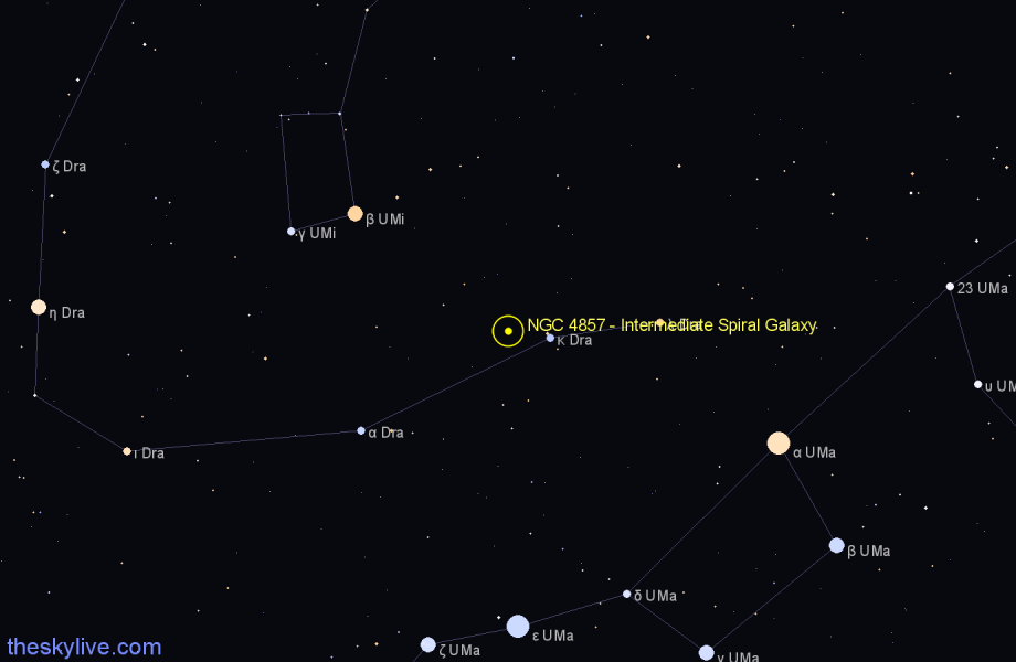 Finder chart NGC 4857 - Intermediate Spiral Galaxy in Draco star