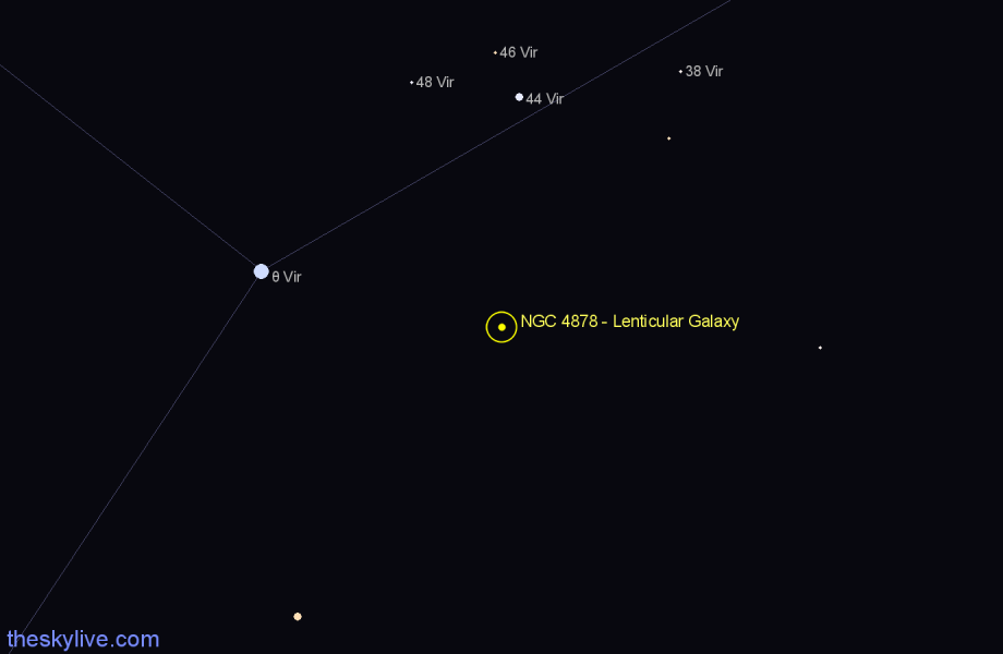 Finder chart NGC 4878 - Lenticular Galaxy in Virgo star