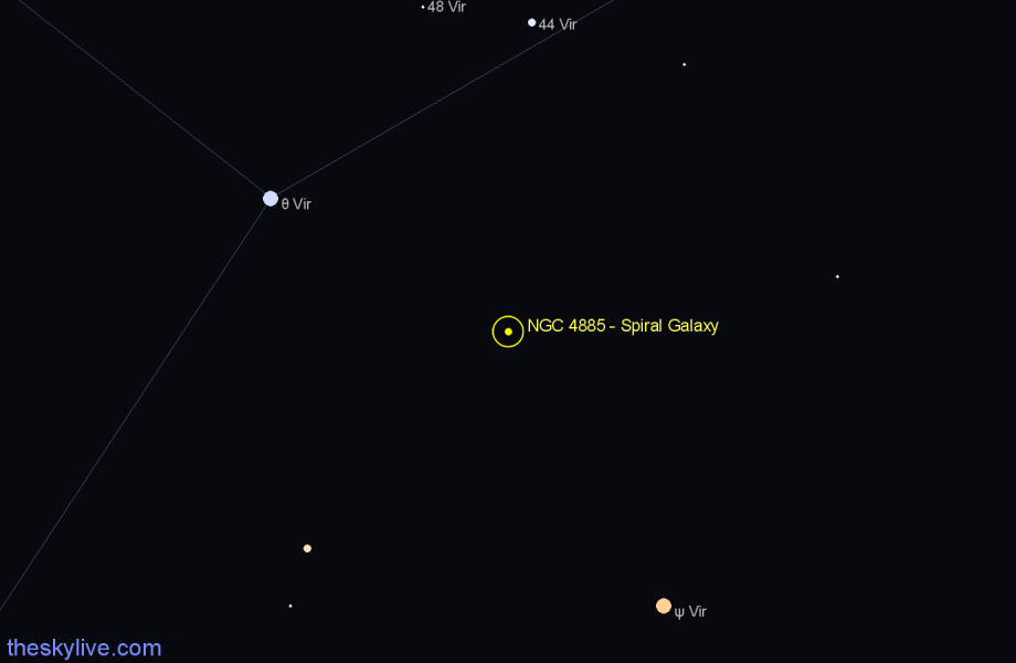 Finder chart NGC 4885 - Spiral Galaxy in Virgo star
