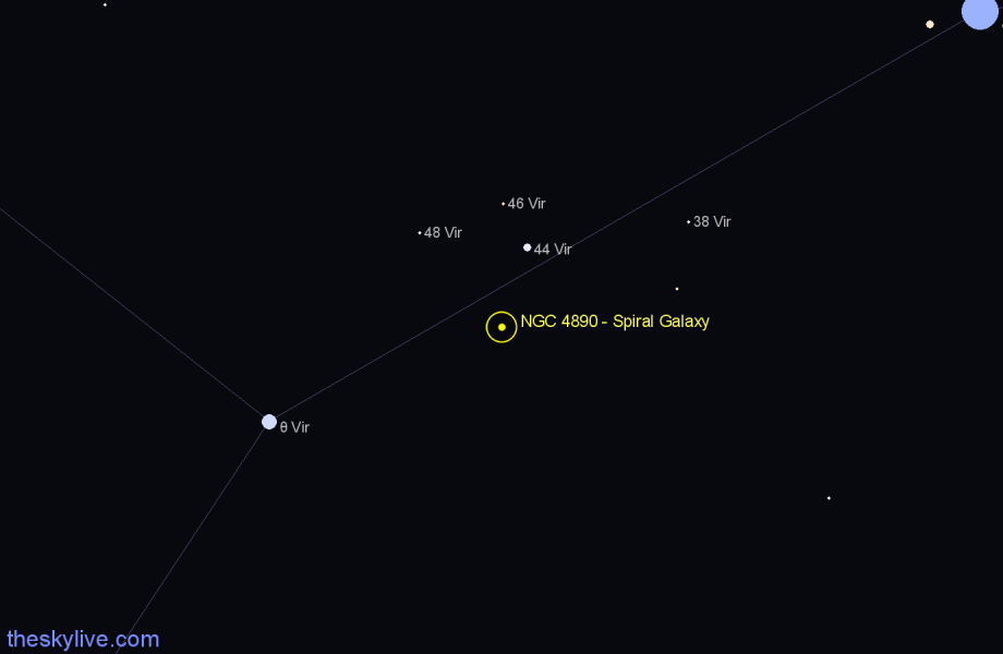 Finder chart NGC 4890 - Spiral Galaxy in Virgo star