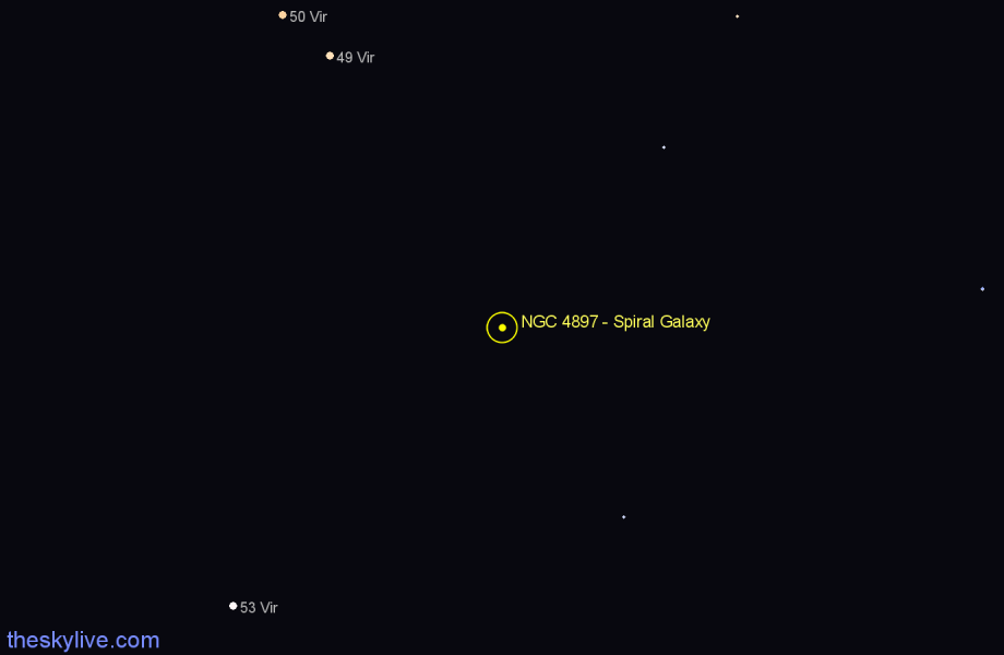 Finder chart NGC 4897 - Spiral Galaxy in Virgo star