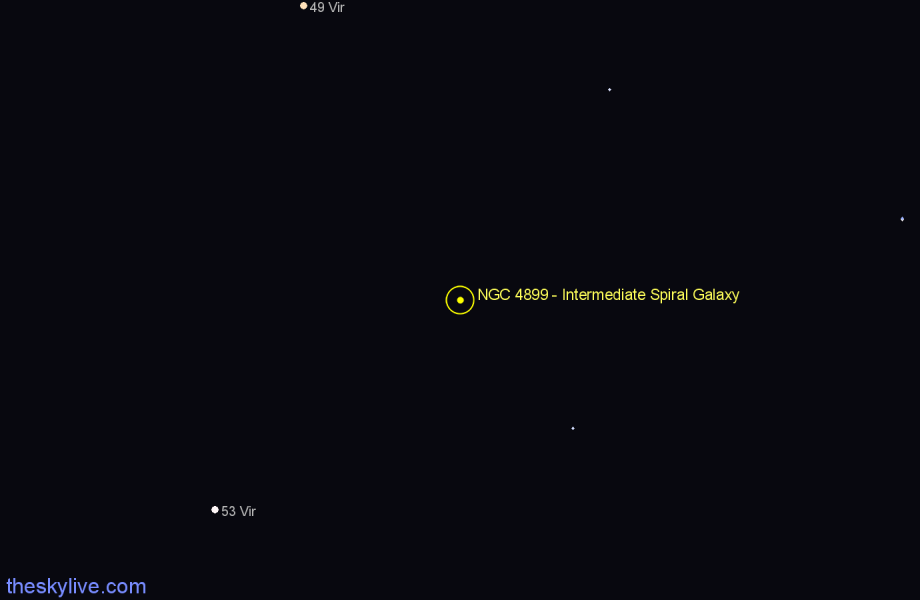 Finder chart NGC 4899 - Intermediate Spiral Galaxy in Virgo star