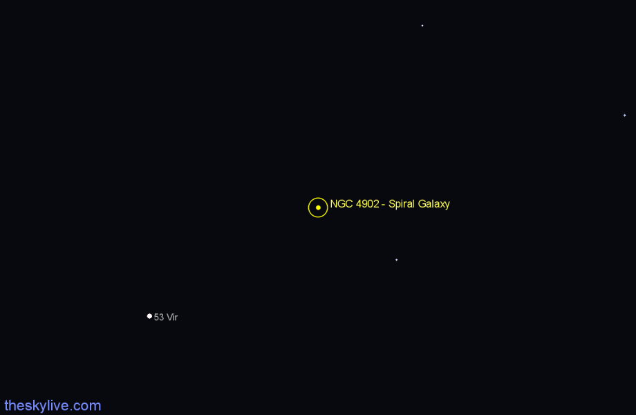 Finder chart NGC 4902 - Spiral Galaxy in Virgo star