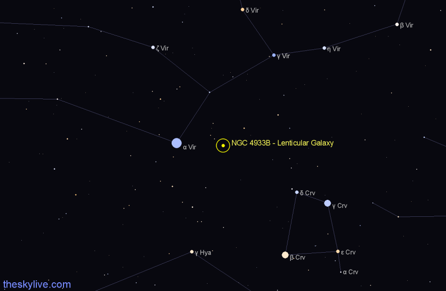 Finder chart NGC 4933B - Lenticular Galaxy in Virgo star