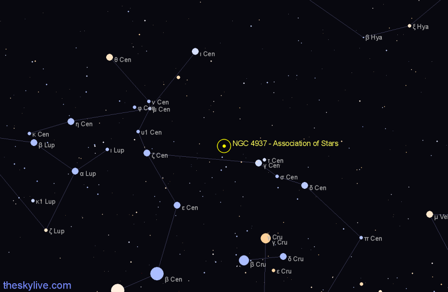 Finder chart NGC 4937 - Association of Stars in Centaurus star