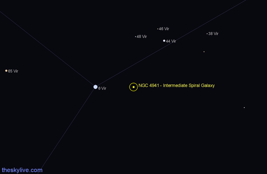 Finder chart NGC 4941 - Intermediate Spiral Galaxy in Virgo star