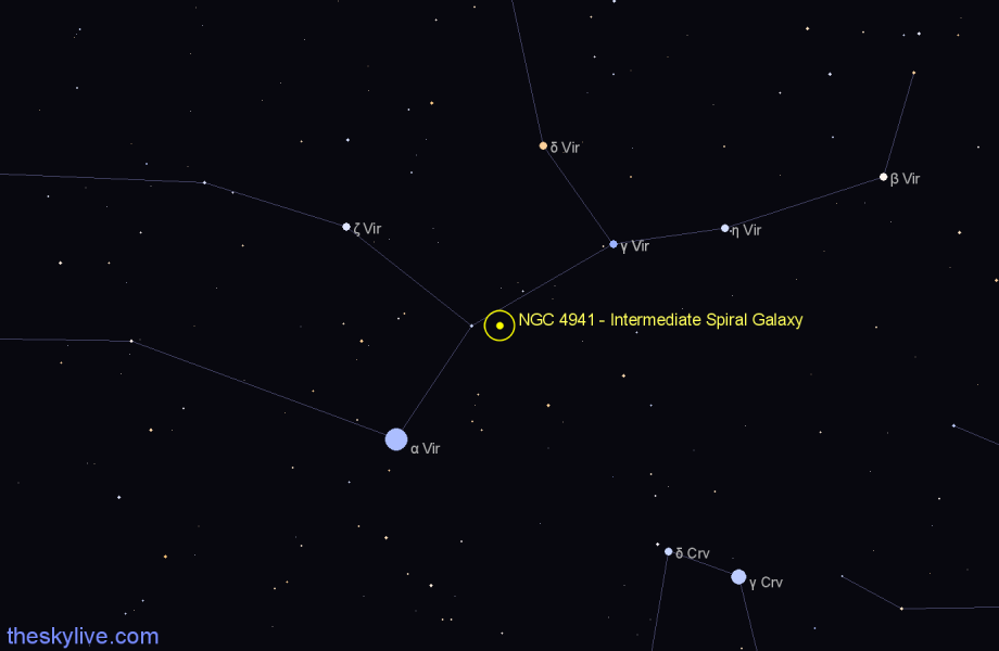 Finder chart NGC 4941 - Intermediate Spiral Galaxy in Virgo star