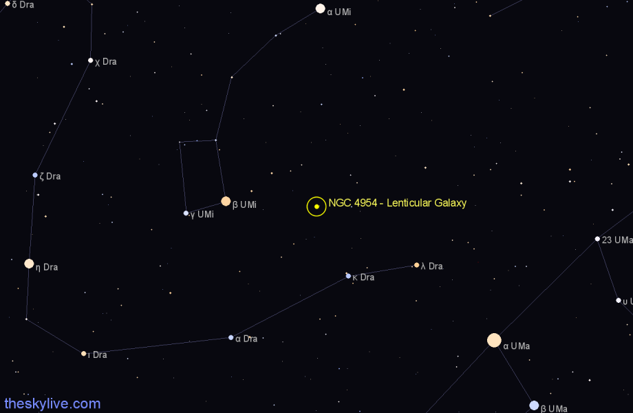 Finder chart NGC 4954 - Lenticular Galaxy in Draco star