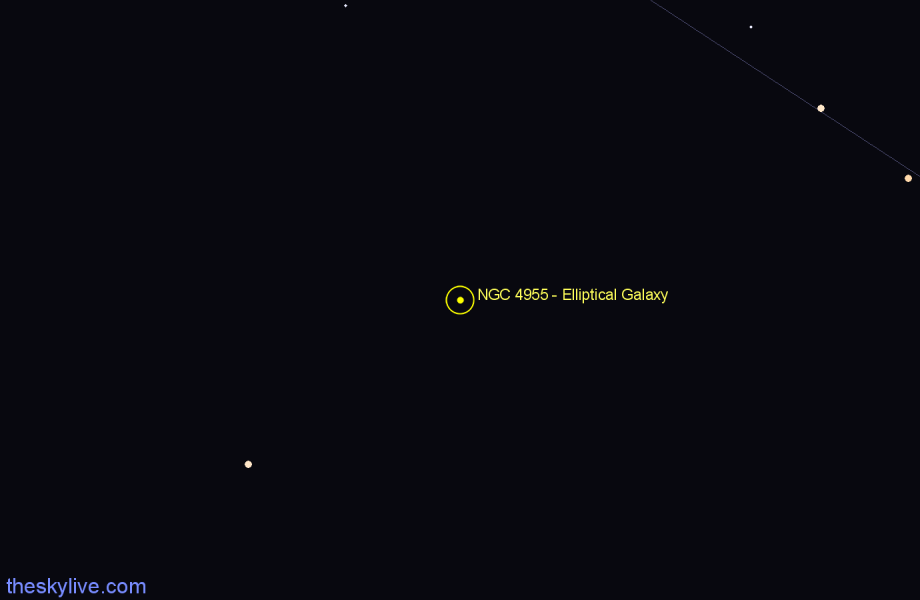 Finder chart NGC 4955 - Elliptical Galaxy in Hydra star
