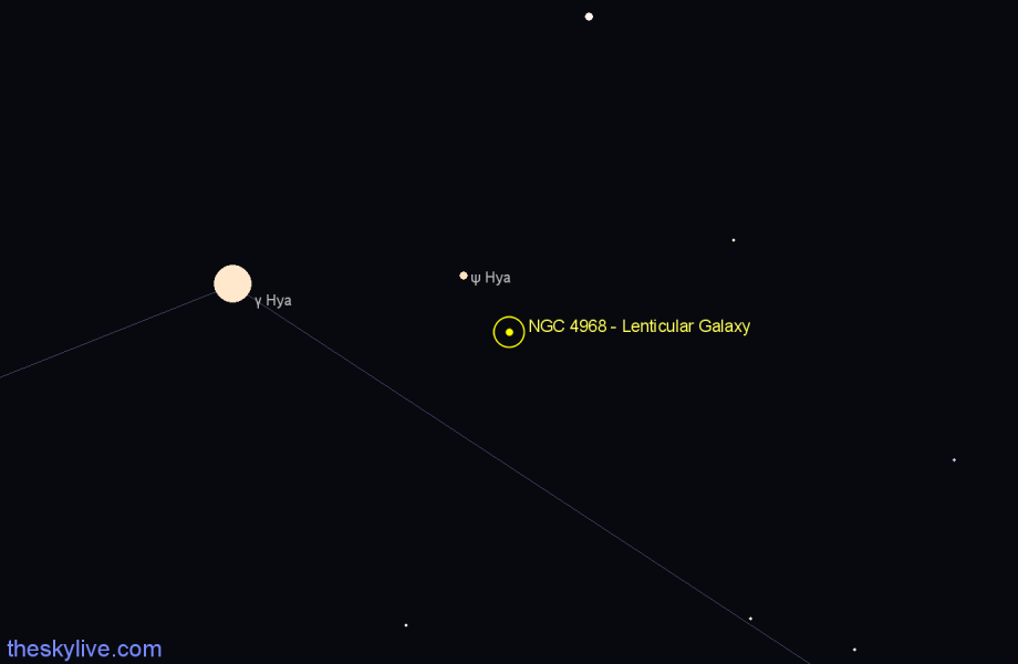 Finder chart NGC 4968 - Lenticular Galaxy in Hydra star