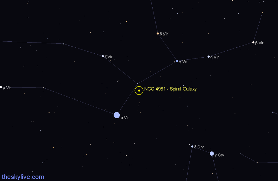 Finder chart NGC 4981 - Spiral Galaxy in Virgo star